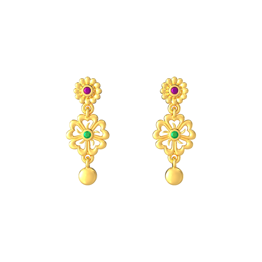 Blooming-Floral-Design-Gold-Earrings