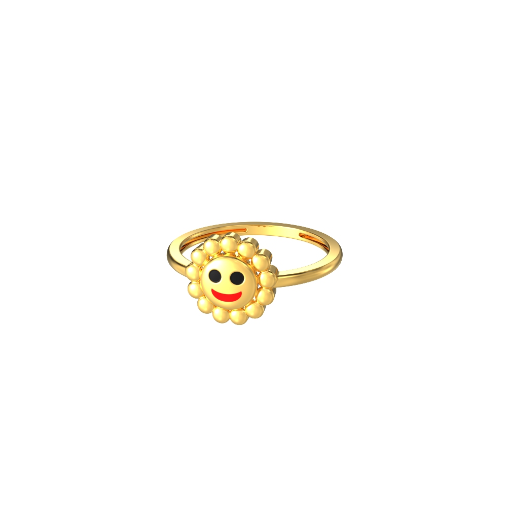 Floral-smiley-Kids-Gold-Ring