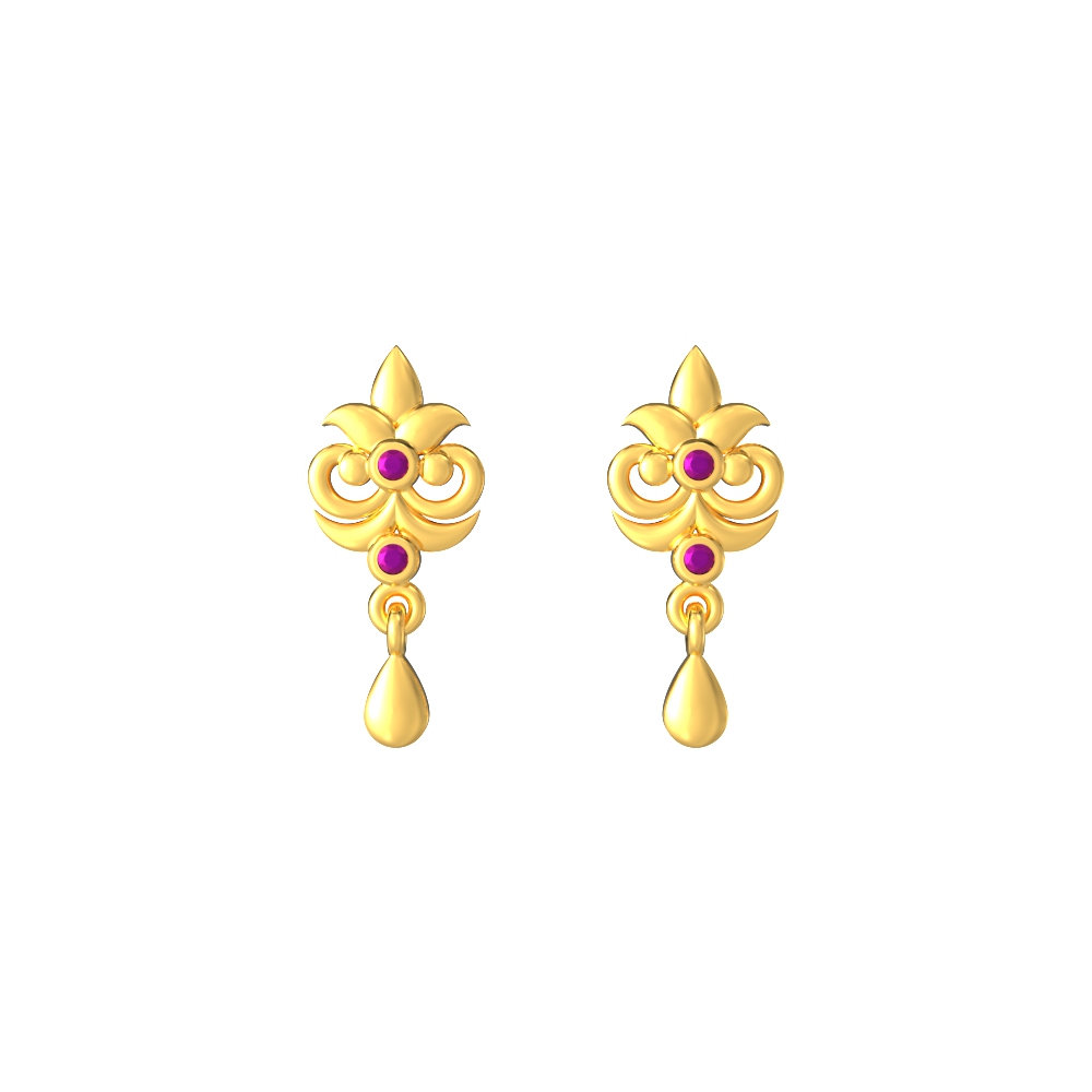 Floral-Model-Drop-Gold-Earrings
