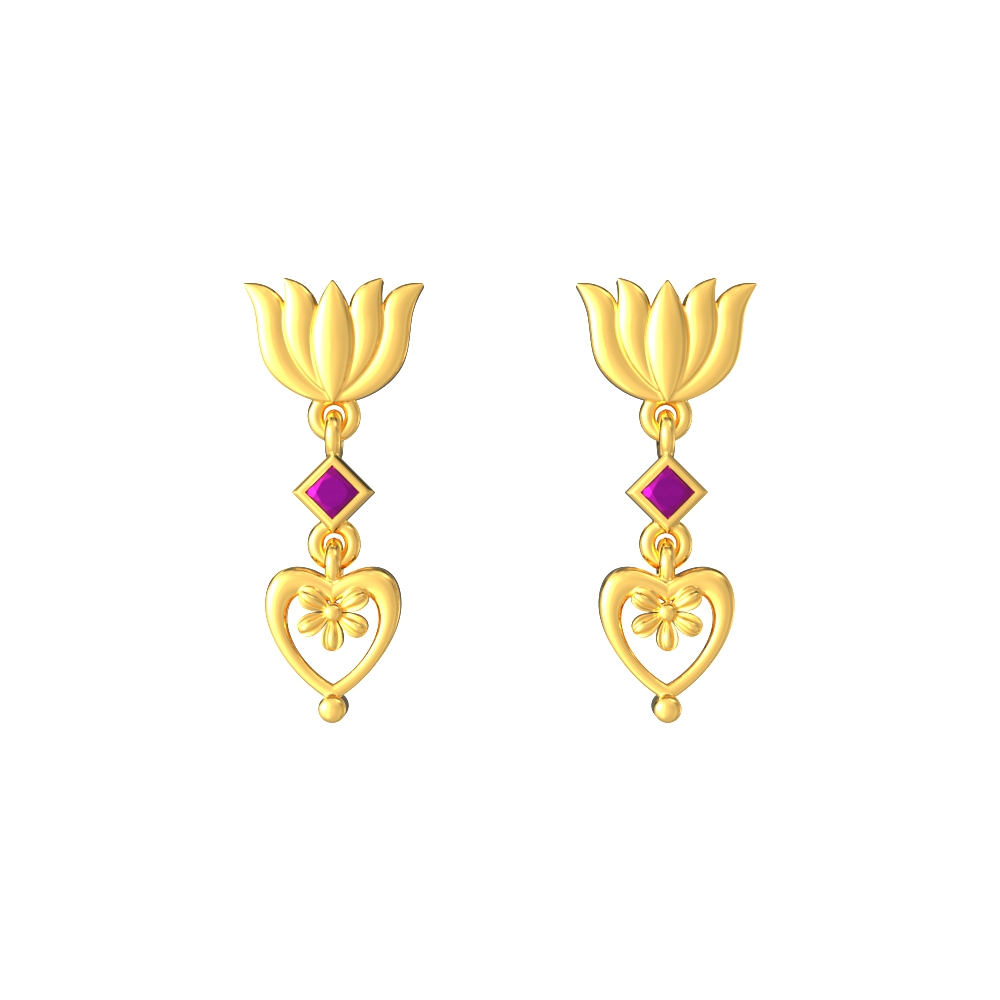 Lotus-Model-Gold-Earrings