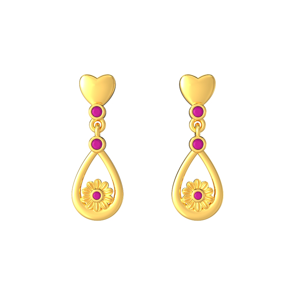 Lovely-Heart-Drop-Gold-Earrings
