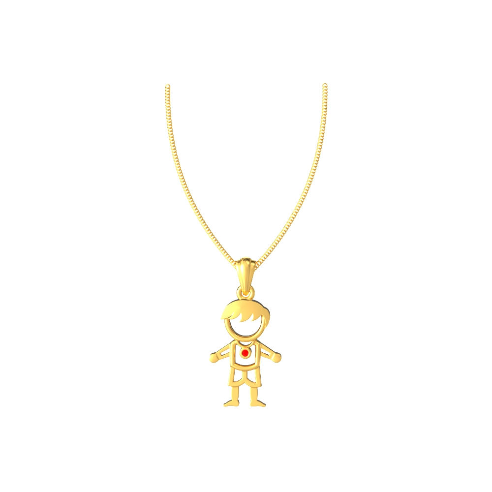 Gold Boy Pendant with Red Accent