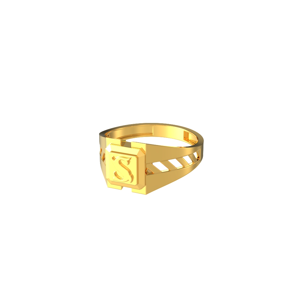 Typographic S Letter Gold Ring-new