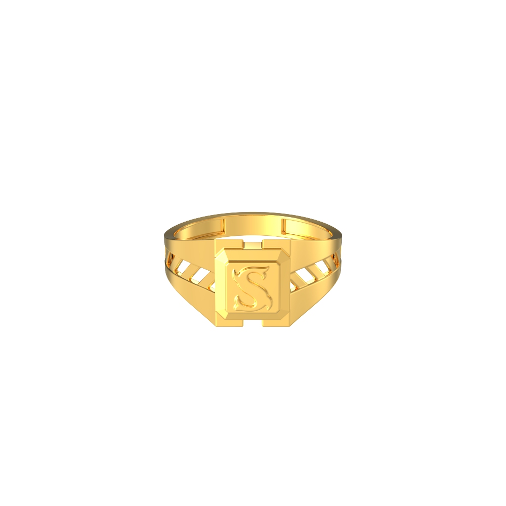 Typographic S Letter Gold Ring