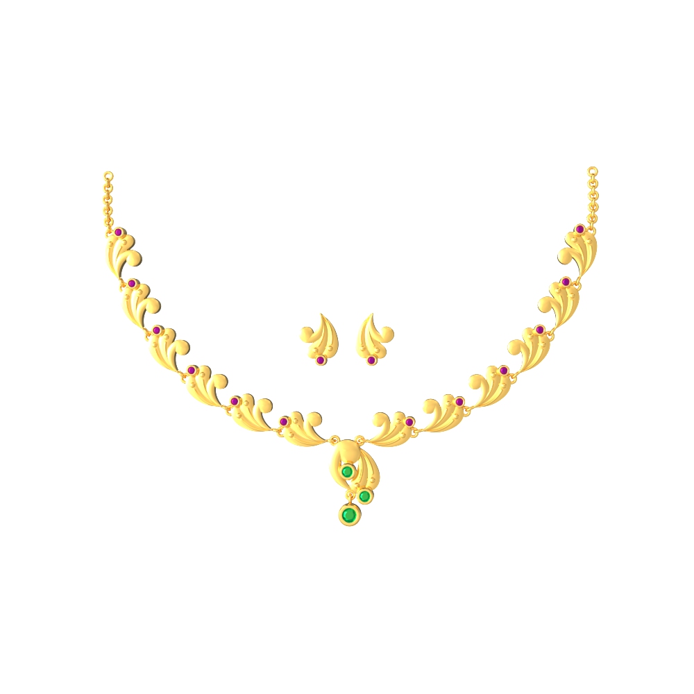 Leaf-Adorned-Gold-Necklace-Set