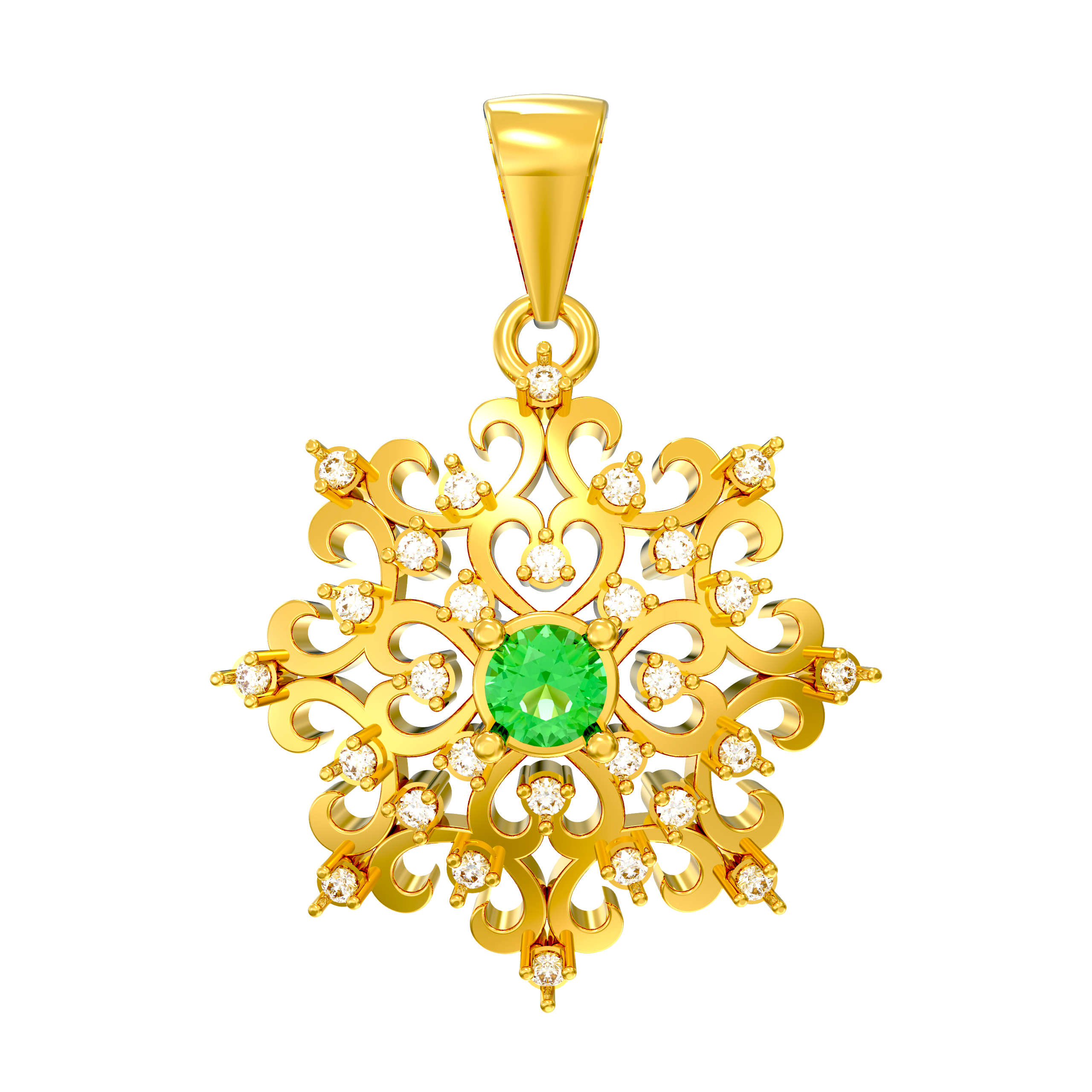 Embrassing Green stone Gold Pendant