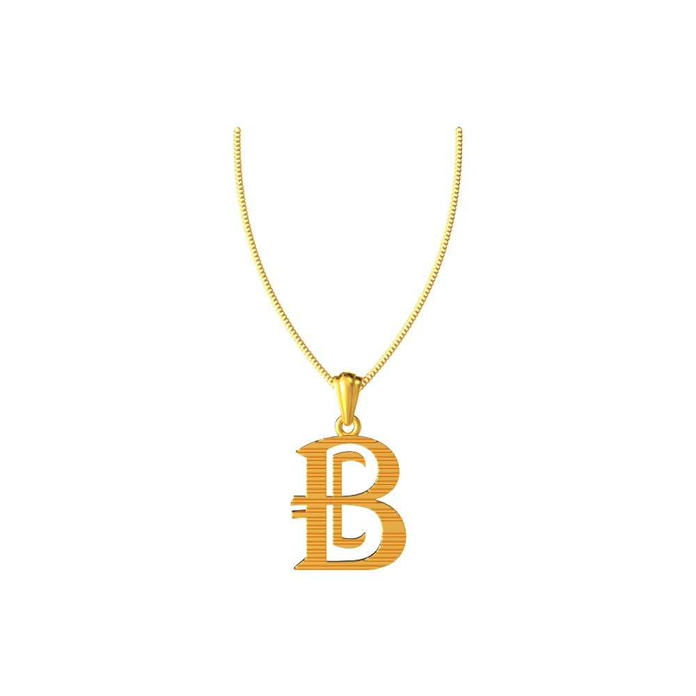 B initial alphabet gold pendant