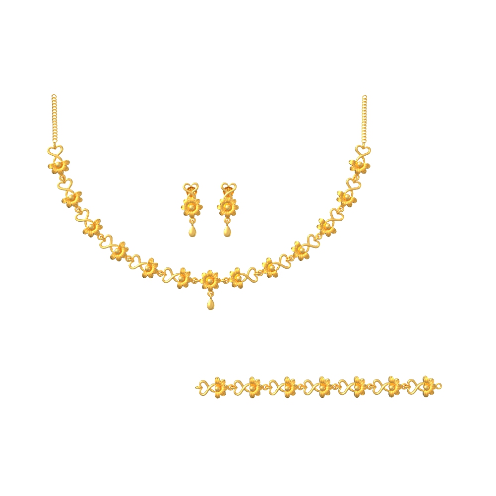 Blooming beauty gold necklace set