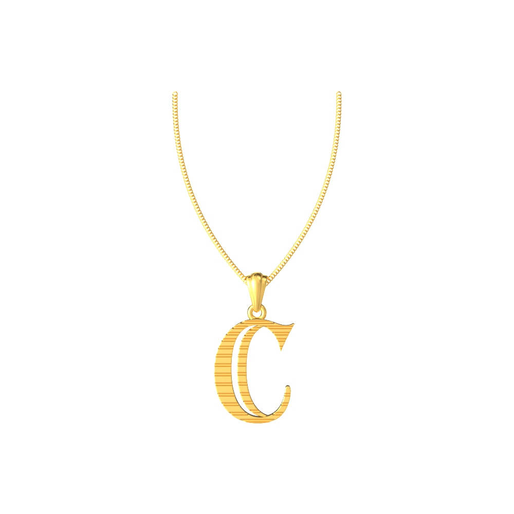 C initial alphabet gold pendant