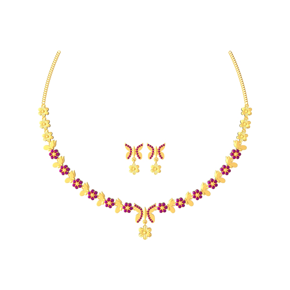 Butterfly Gold Necklace Set