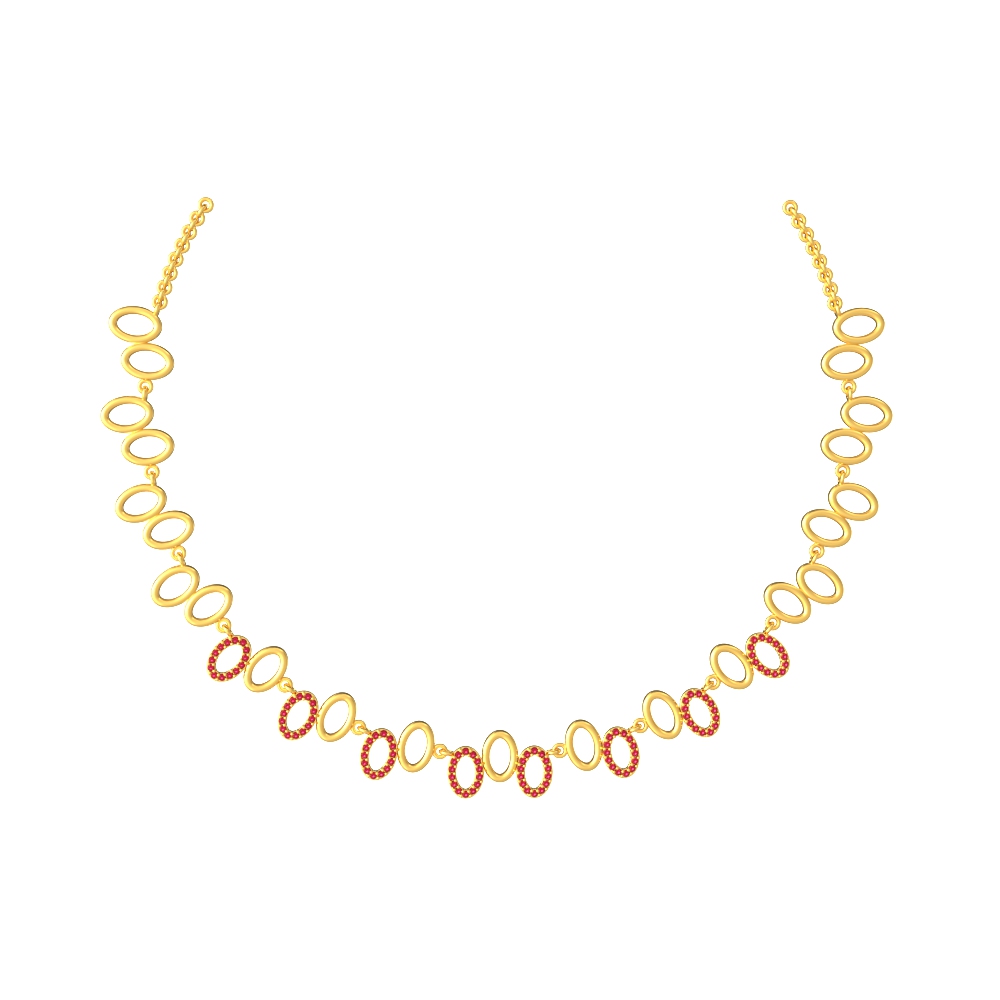 Oval Gold Necklace Set NK