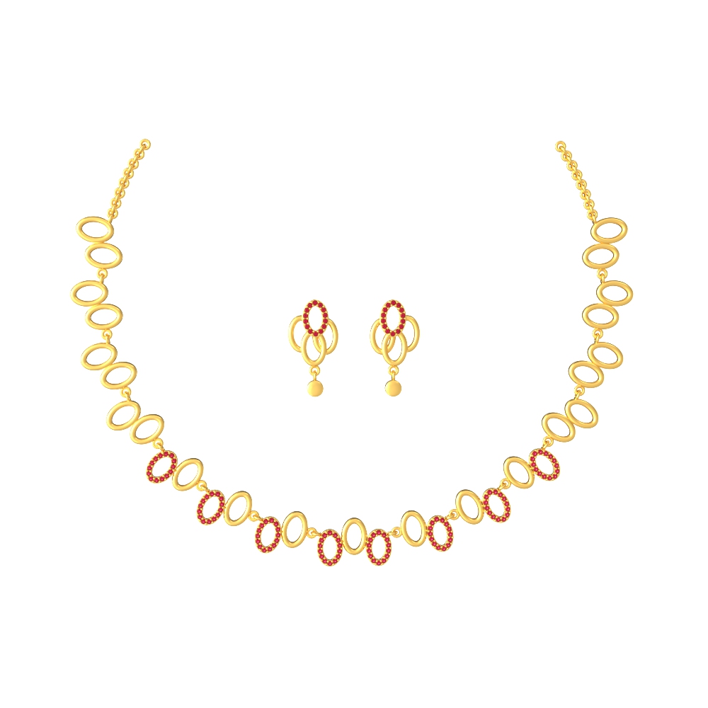 Oval Gold Necklace Set