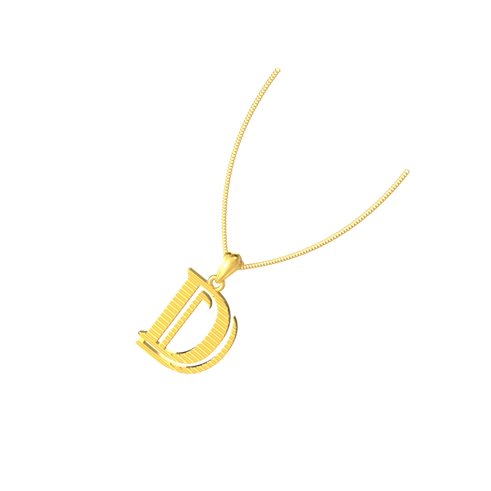 D initial alphabet gold pendant