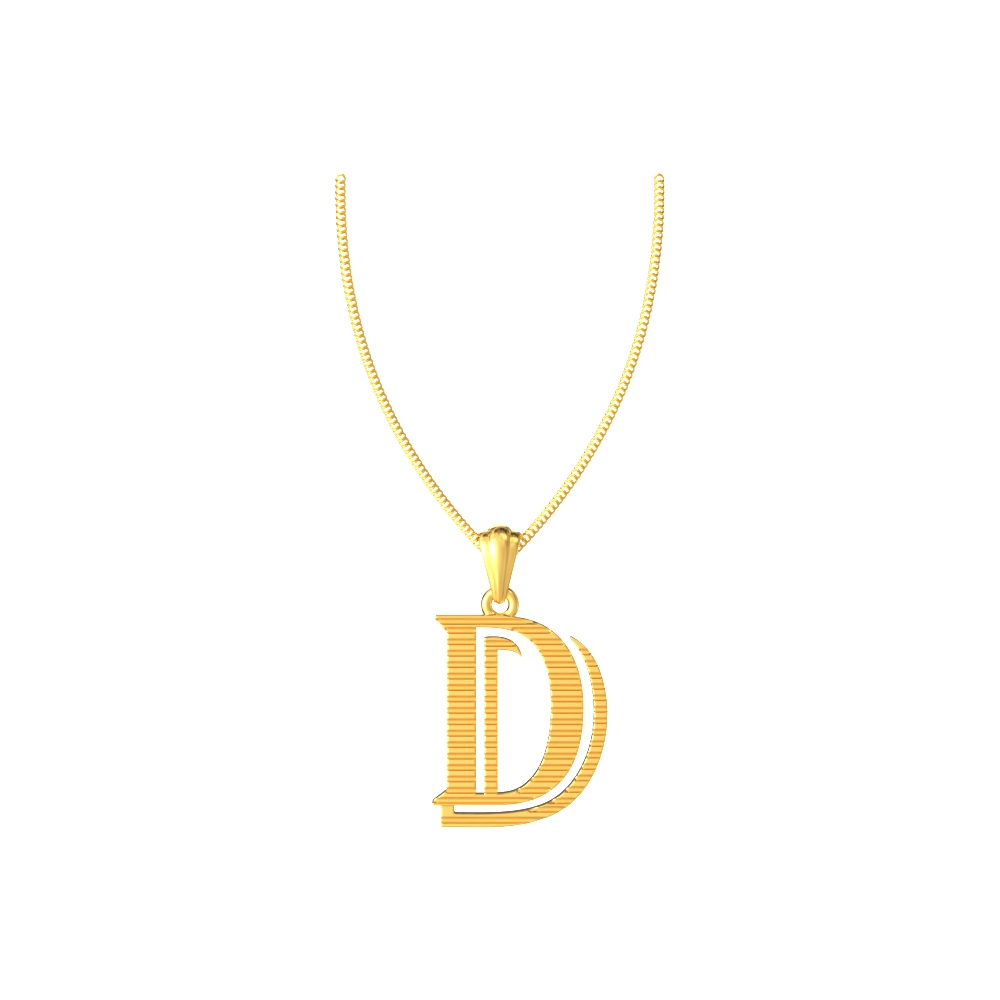 D initial alphabet gold pendant