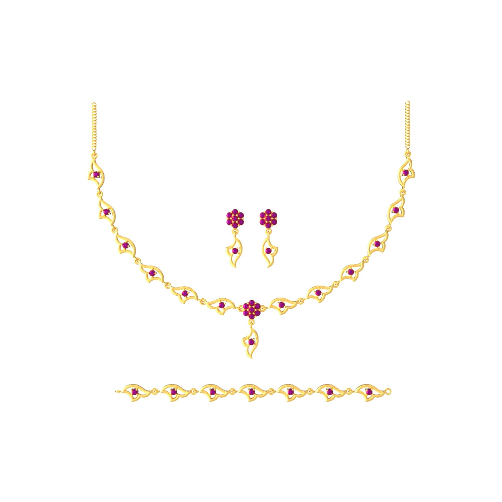 Curves Gold Necklace Set