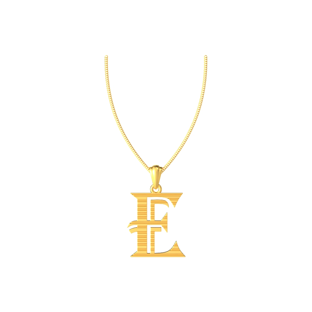 E initial alphabet gold pendant