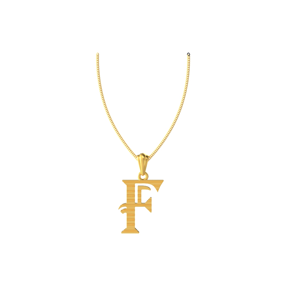 F initial alphabet gold pendant