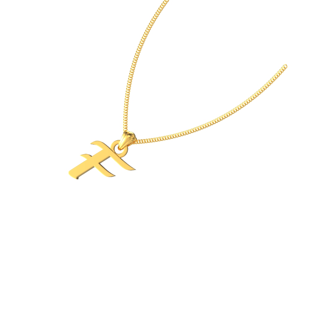 Fashionable gold F pendant