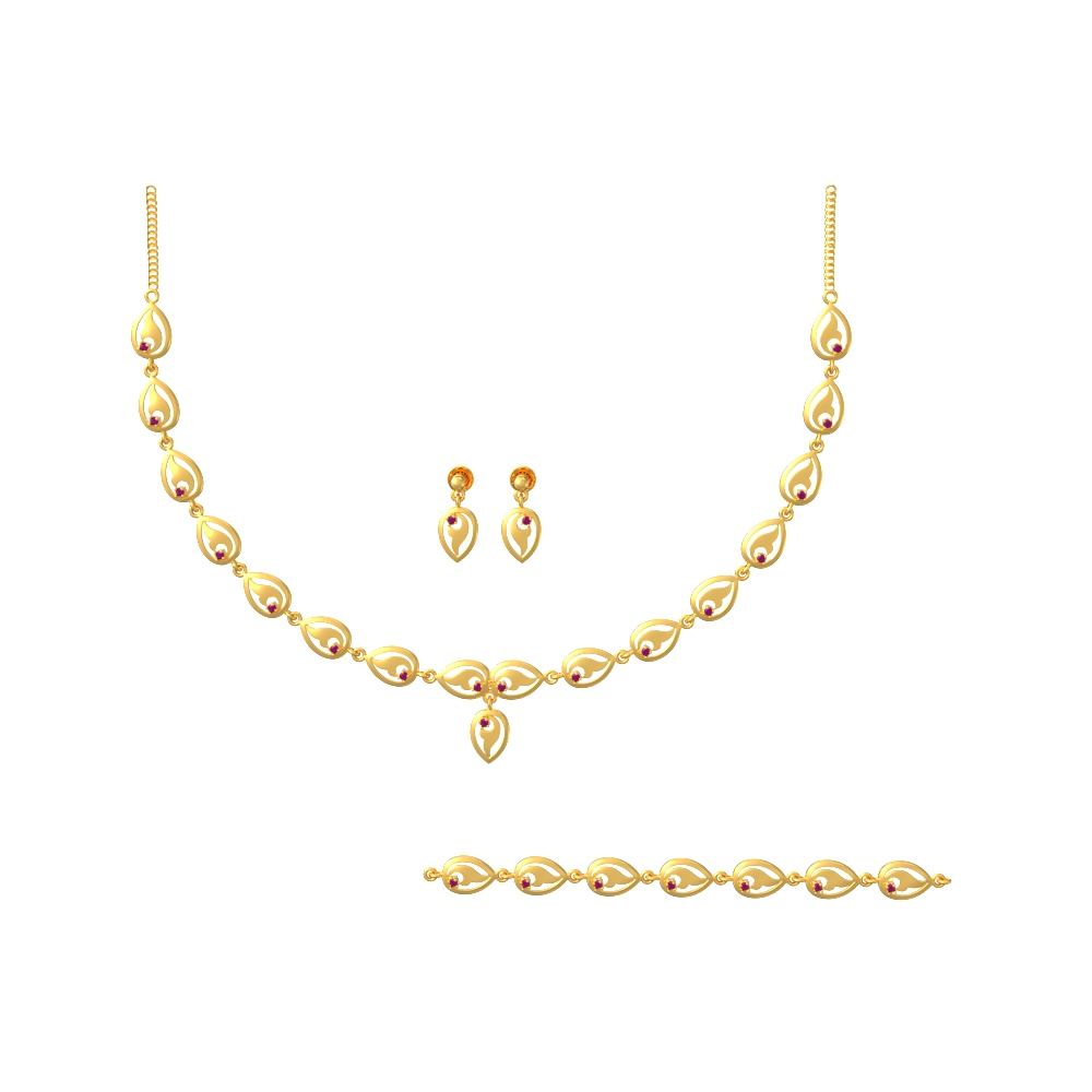 Floral bliss gold necklace set