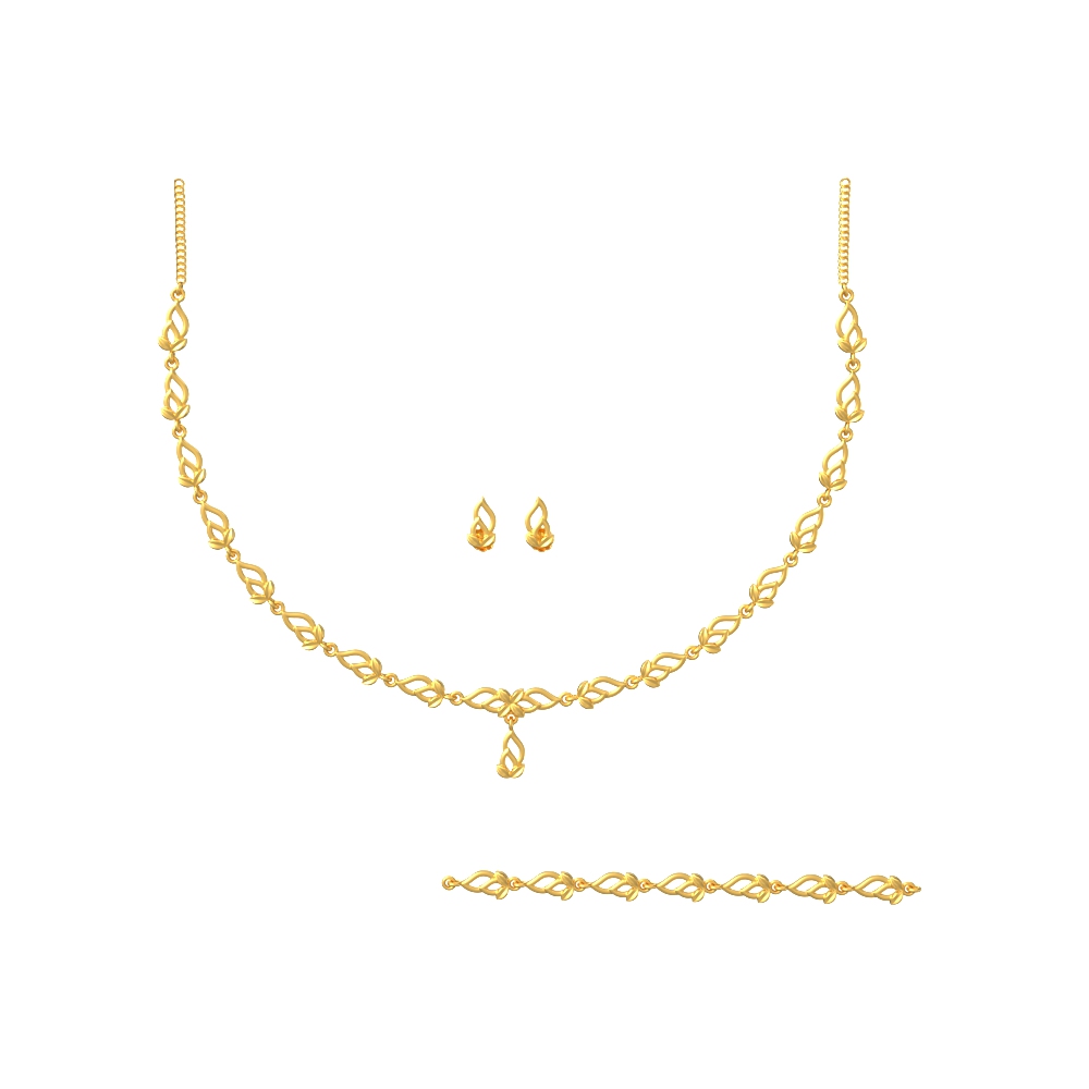 Floral fantasy gold necklace set