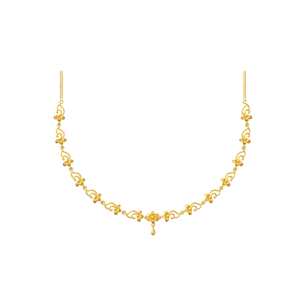 Gold blossom flower necklace set