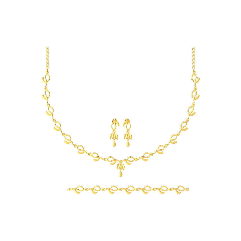 Golden Petal Necklace Set