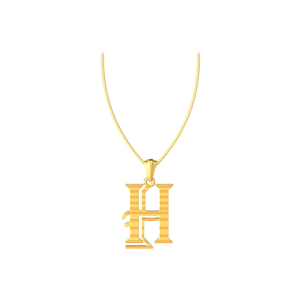 H initial alphabet gold pendant