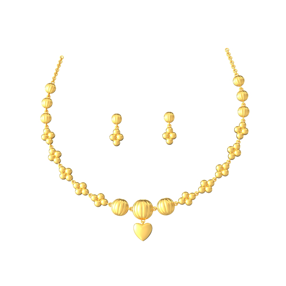 Heart Design Gold Necklace Set