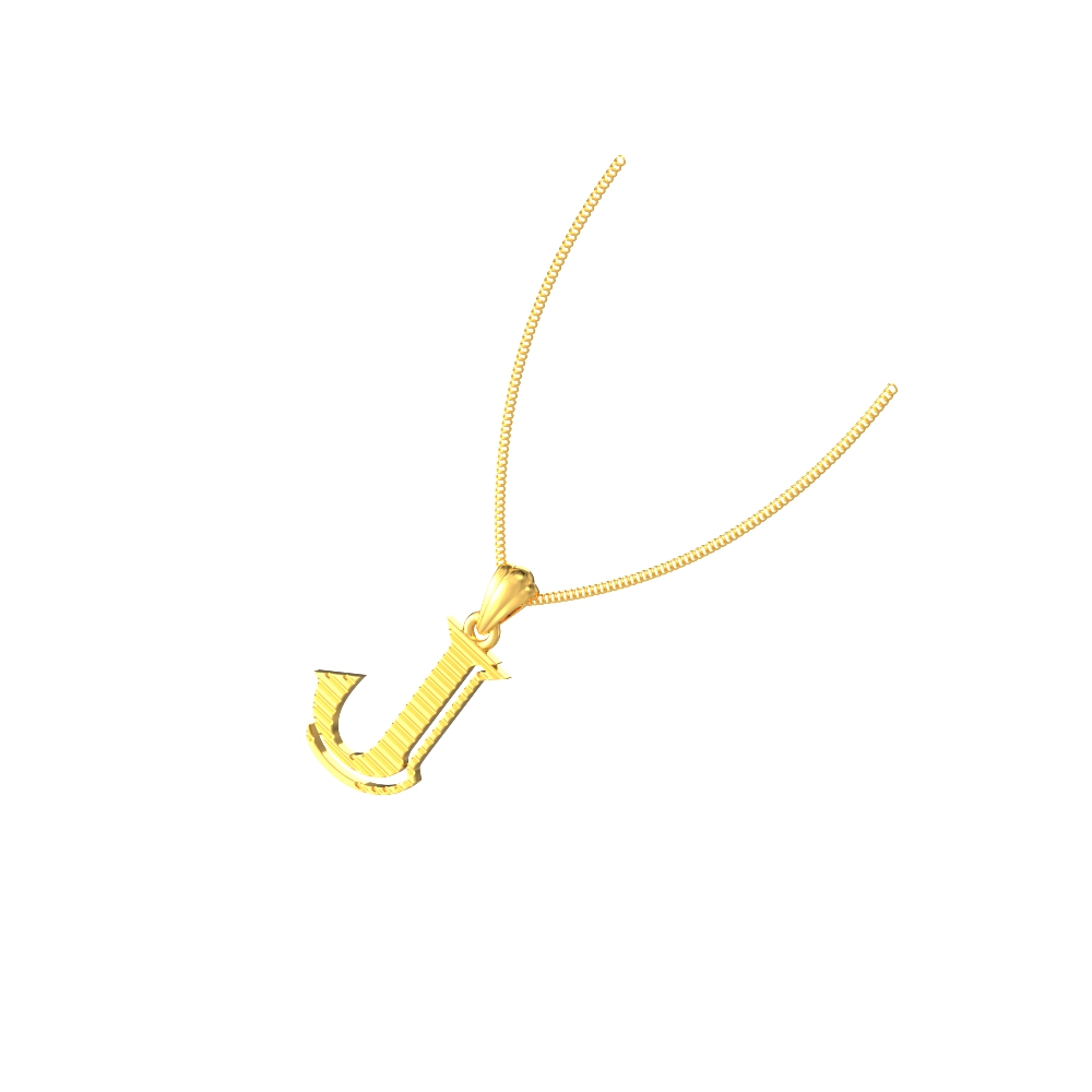 J initial alphabet gold pendant