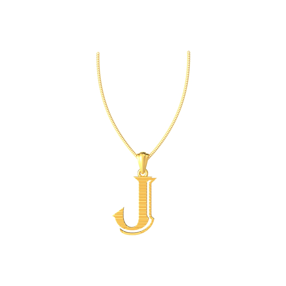 J initial alphabet gold pendant