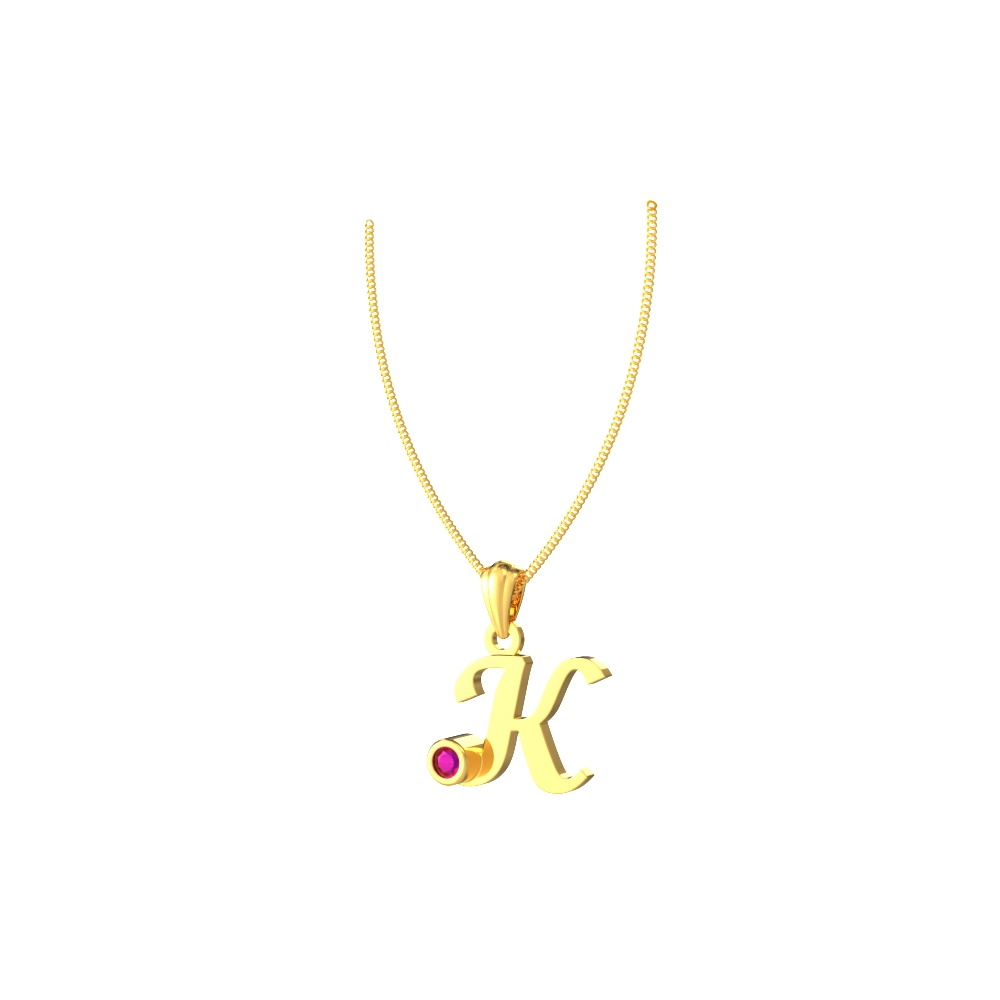 K Initial Gold Pendant with Gem Chennai