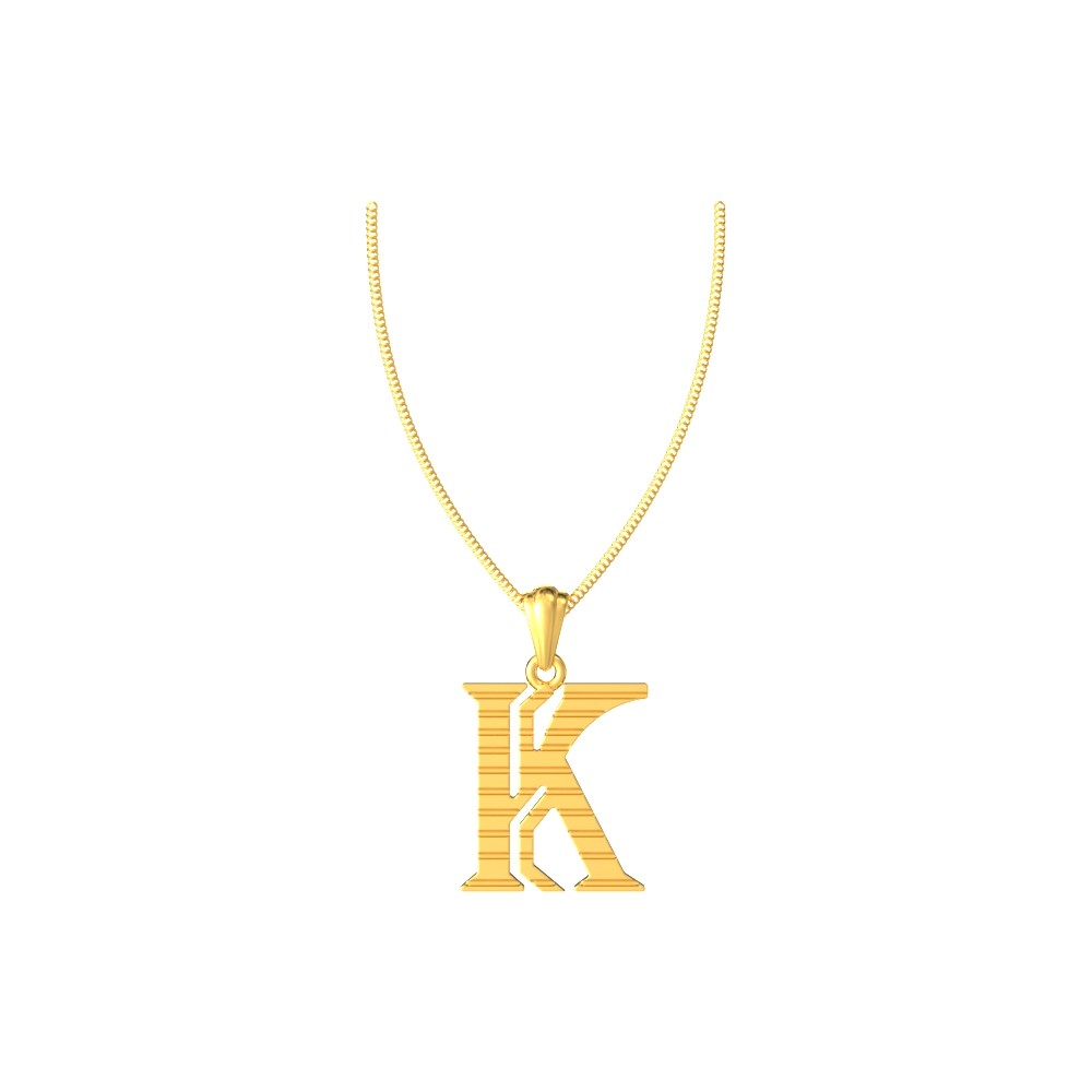 K initial alphabet gold pendant