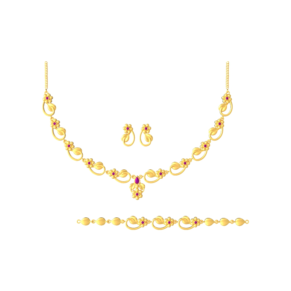 Luxury Floral Gold Necklace Set