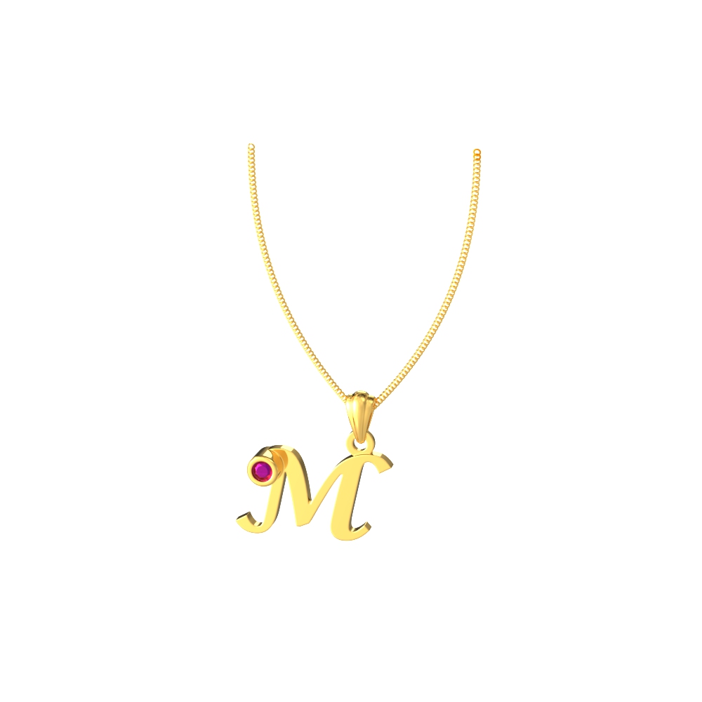 M Initial Gemstone Pendant