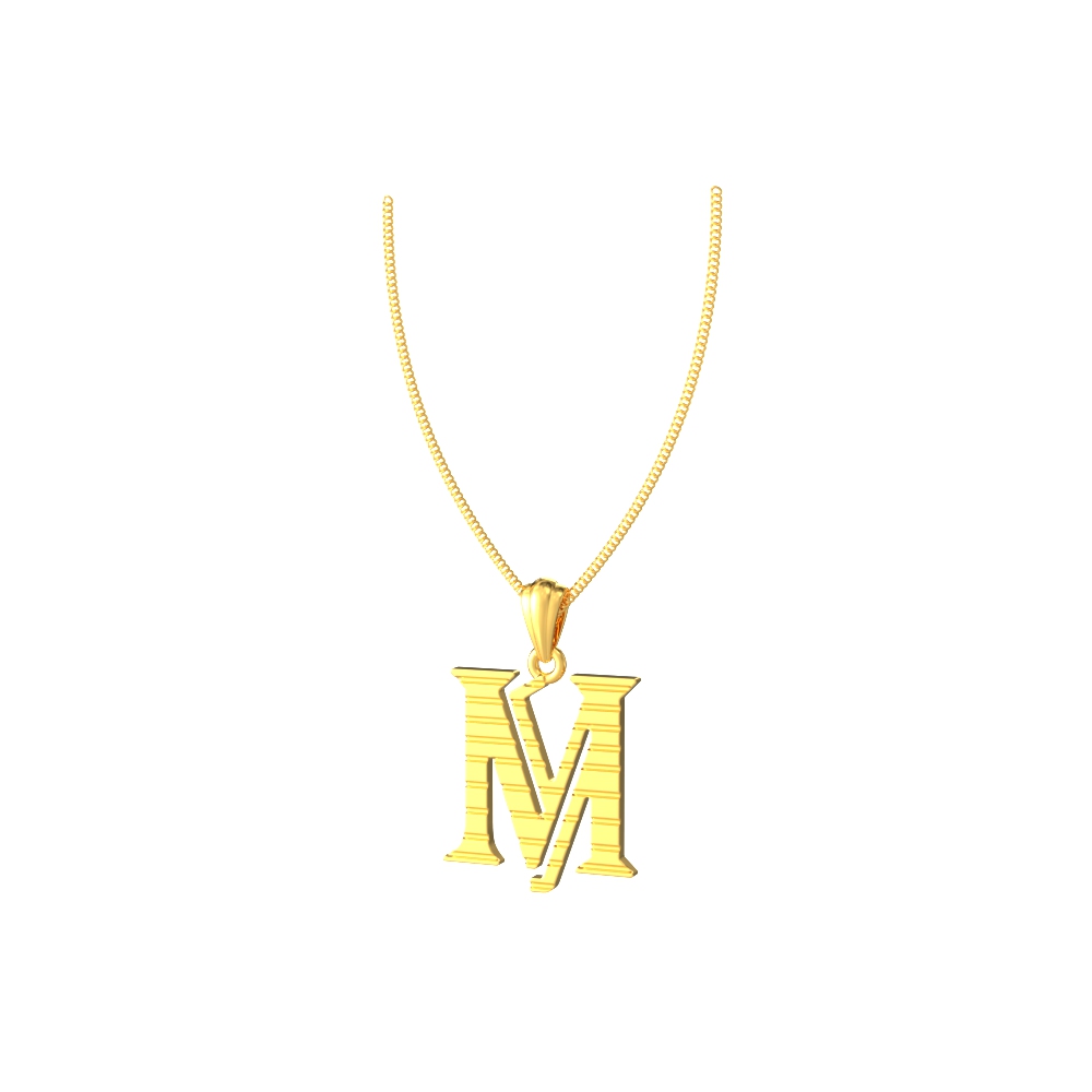 M initial alphabet gold pendant