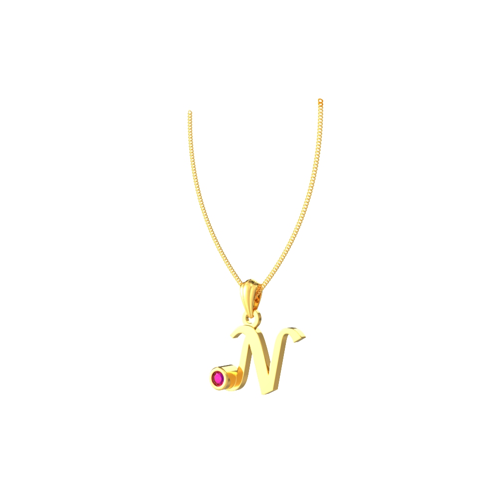 N Initial Gold Pendant with Stone Chennai