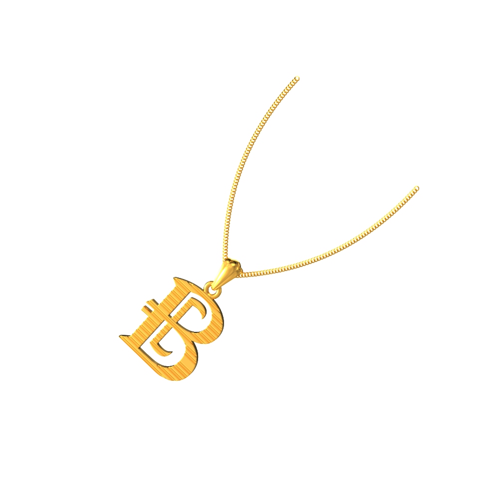 B initial alphabet gold pendant