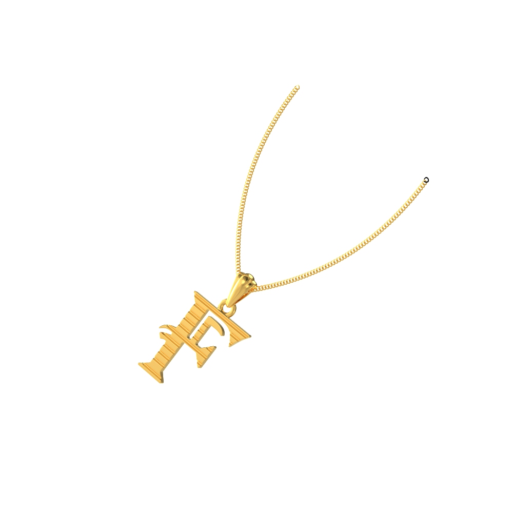 F initial alphabet gold pendant