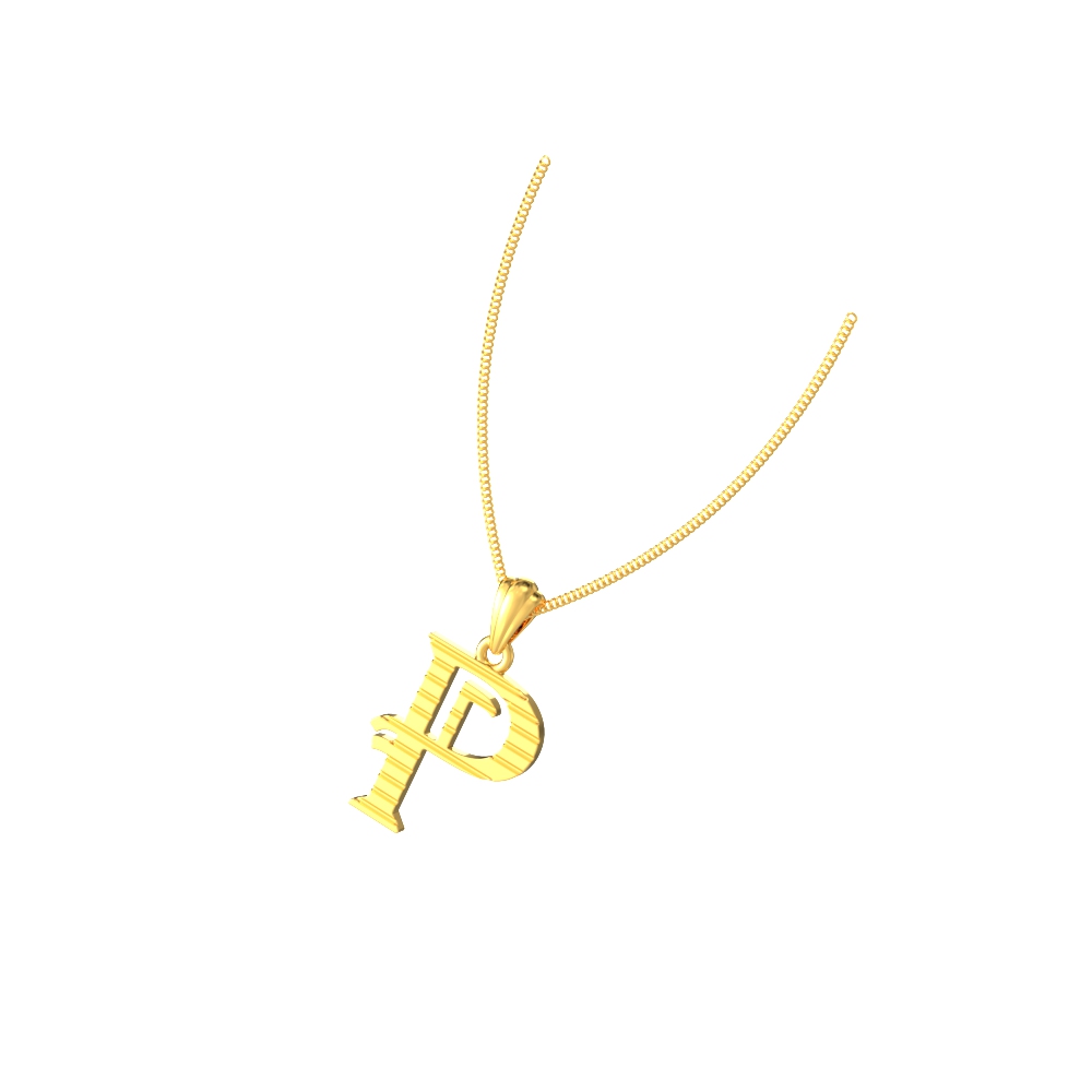 P initial alphabet gold pendant