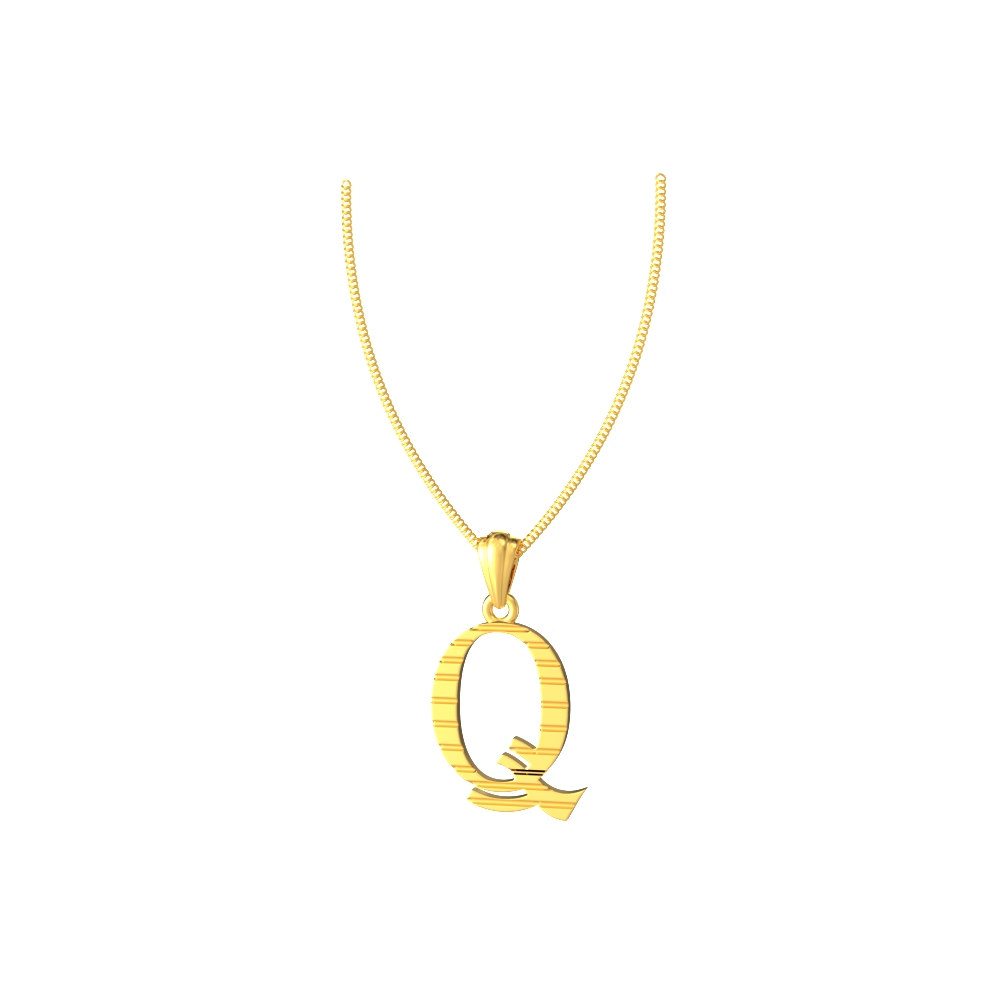 Q initial alphabet gold pendant