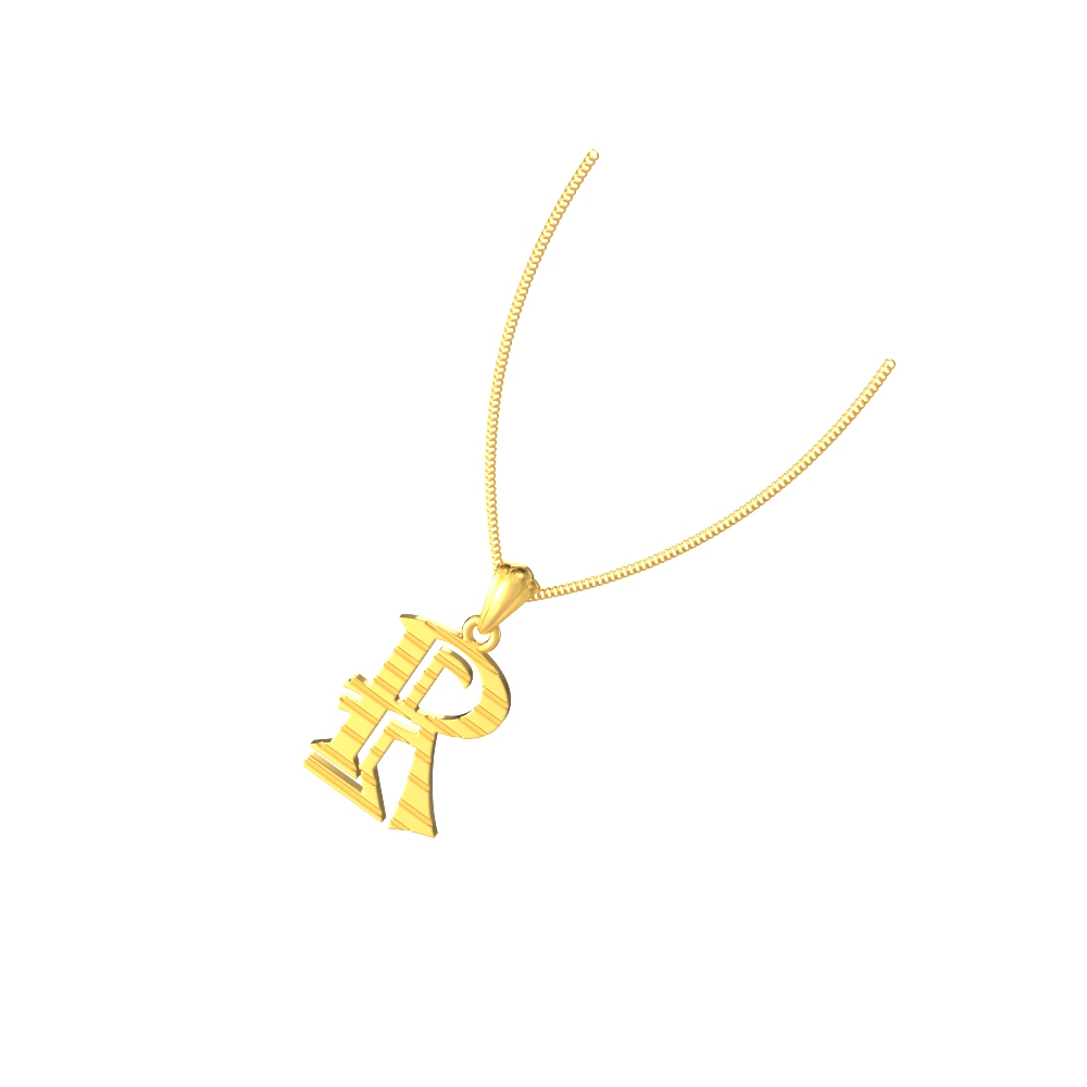 R initial alphabet gold pendant