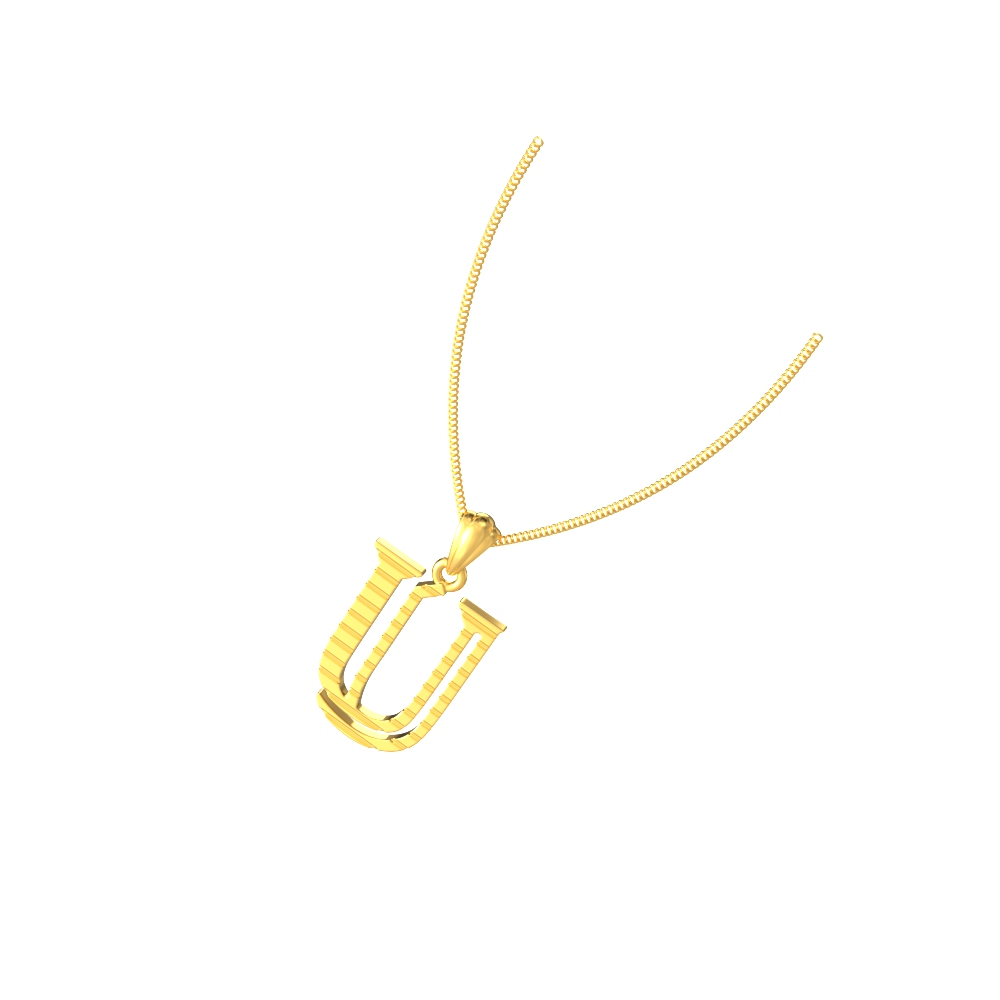 U initial alphabet gold pendant