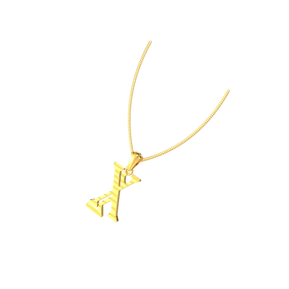 X initial alphabet gold pendant