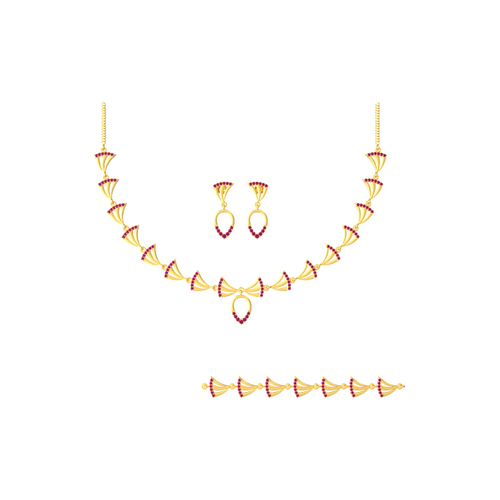 Ornate Curvy Gold Necklace Set