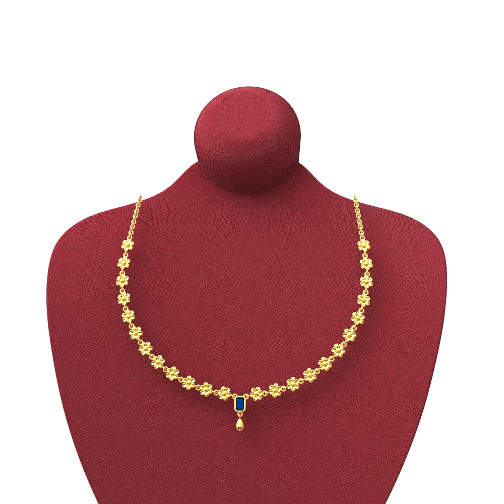 Ornate Flower Design Gold Necklace chennai