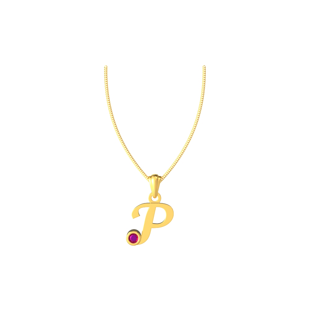 P Initial Gemstone Pendant