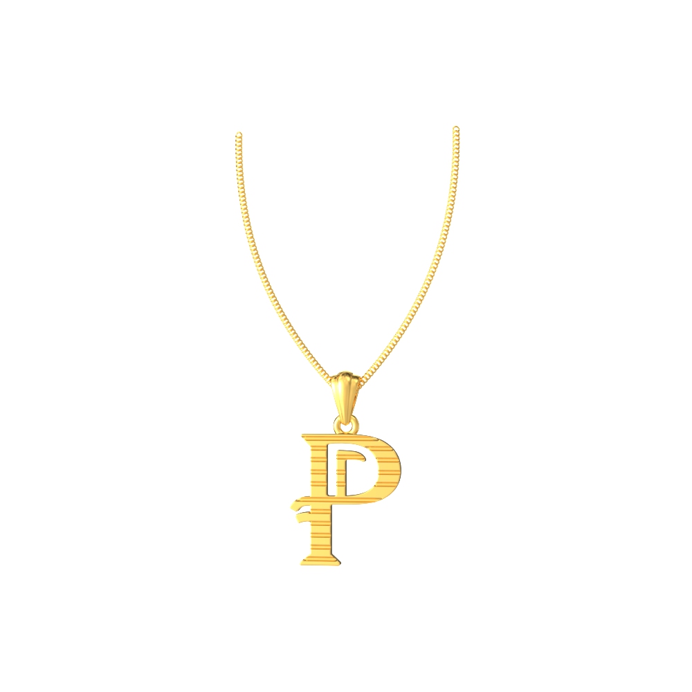 P initial alphabet gold pendant