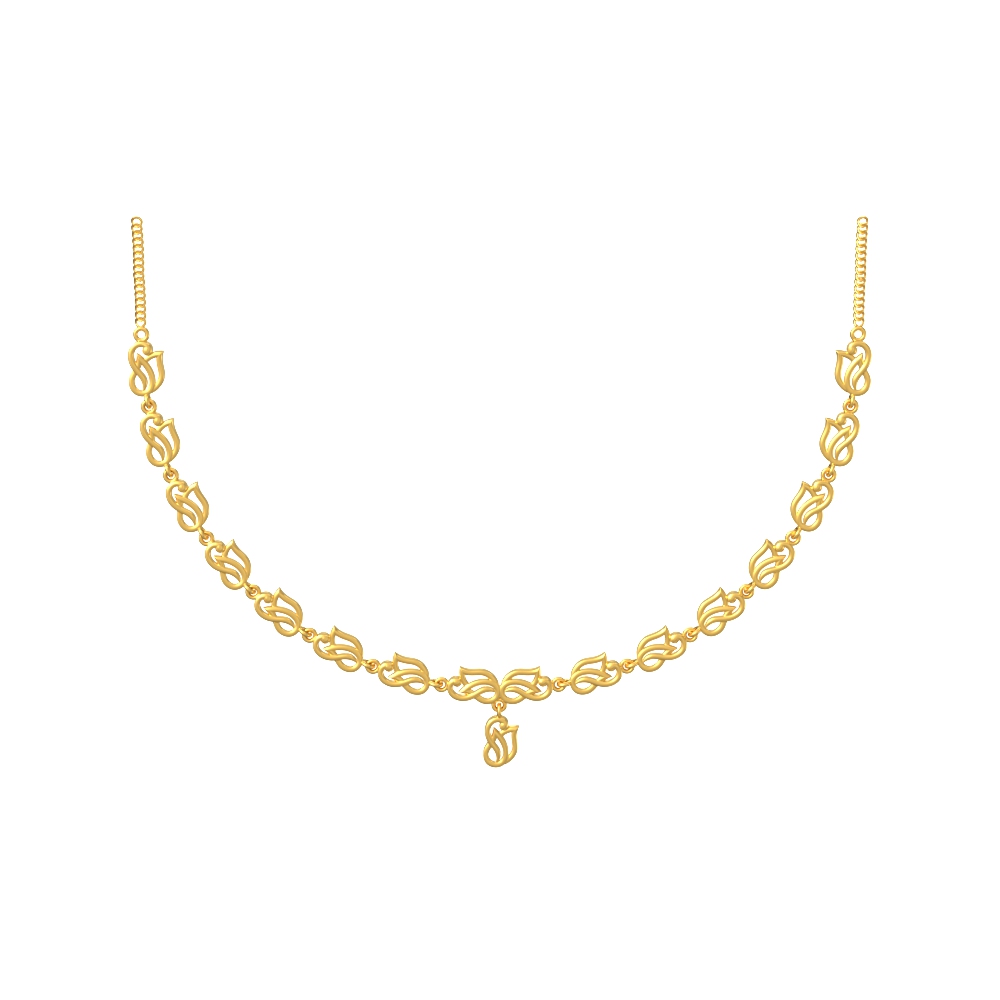 Patterned elegance gold necklace set