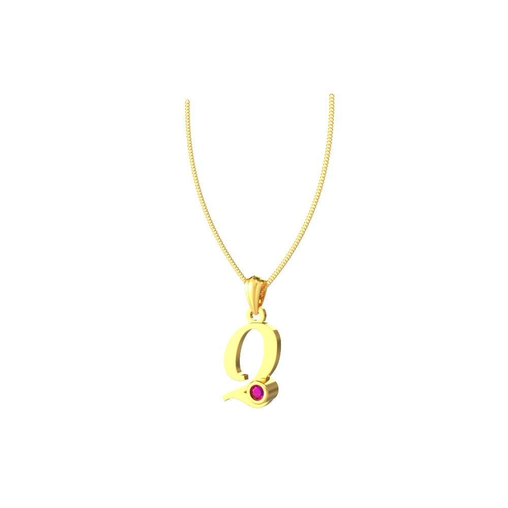 Q Initial Gold Pendant with Stone Chennai