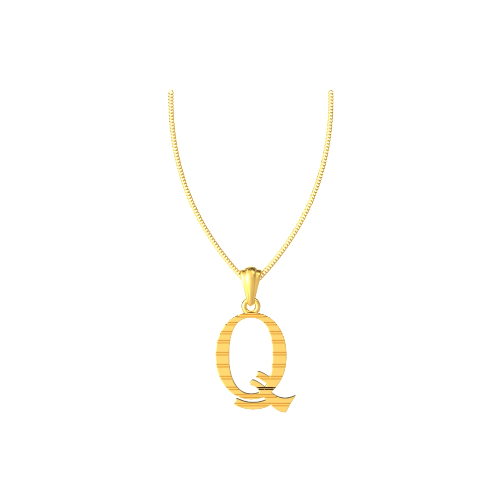 Q initial alphabet gold pendant